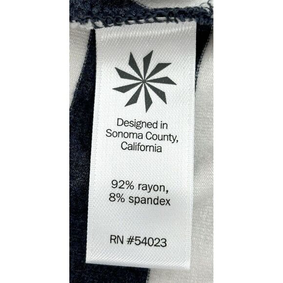 Athleta Ribbon Stripe Midi Skirt Size XS Tulip Hem Navy White Faux Wrap Stretch - Picture 8 of 9